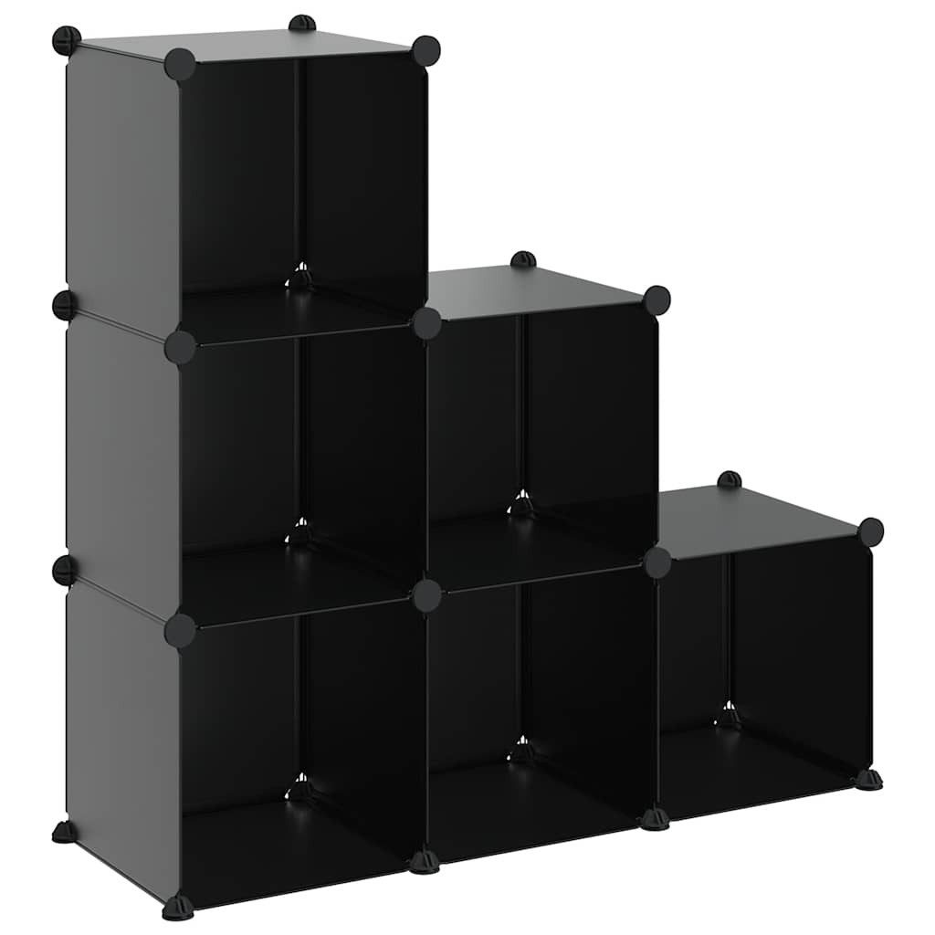 furnicato Regalwürfel Schwarzes Würfelregal aus PP-Kunststoff und Stahl 94,5x31,5x93 cm, 1-tlg.