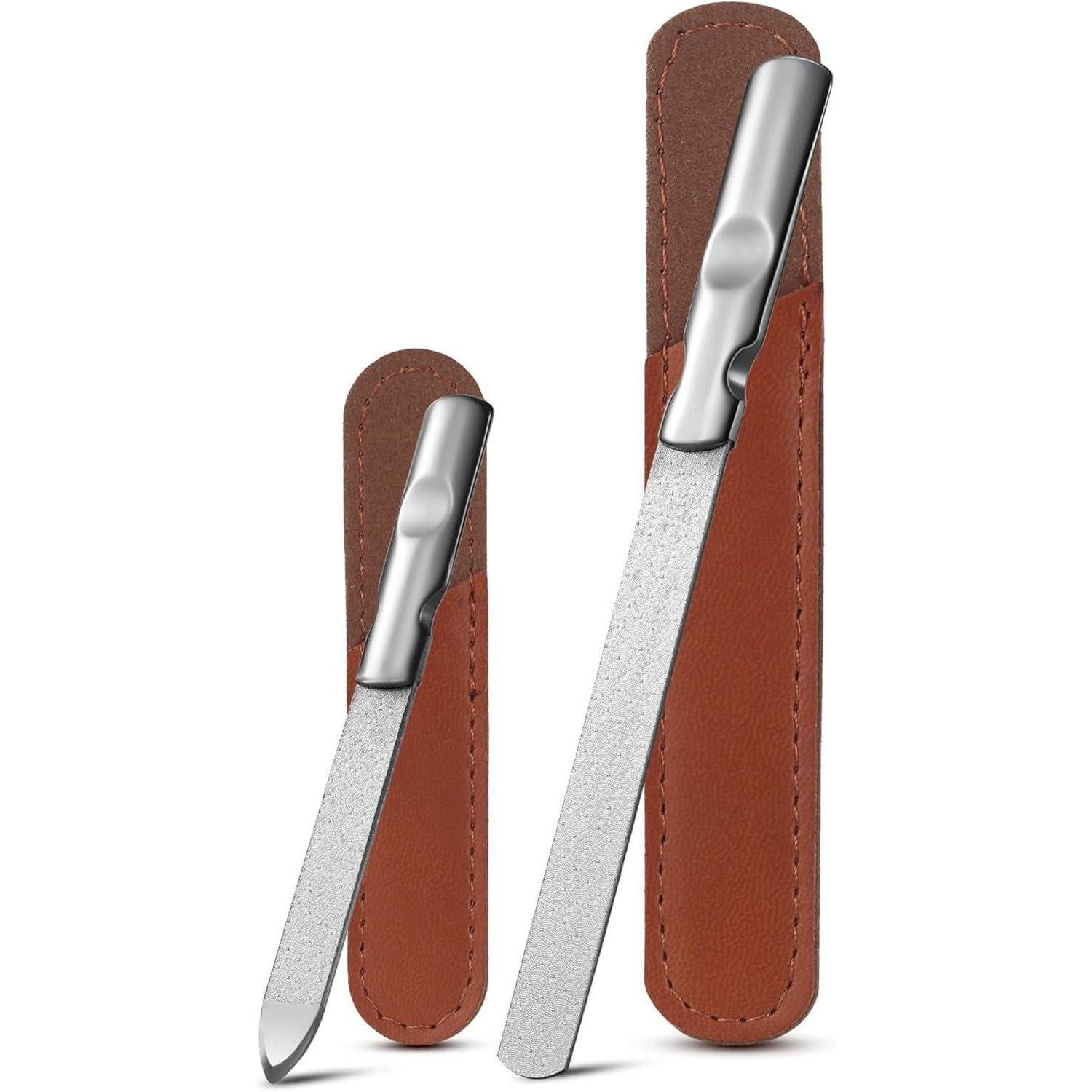 FVION Saphir-Nagelfeile Nagelfeilen Edelstahl Doppelseitig, Anti-Rutsch Griff, Fein/Grob