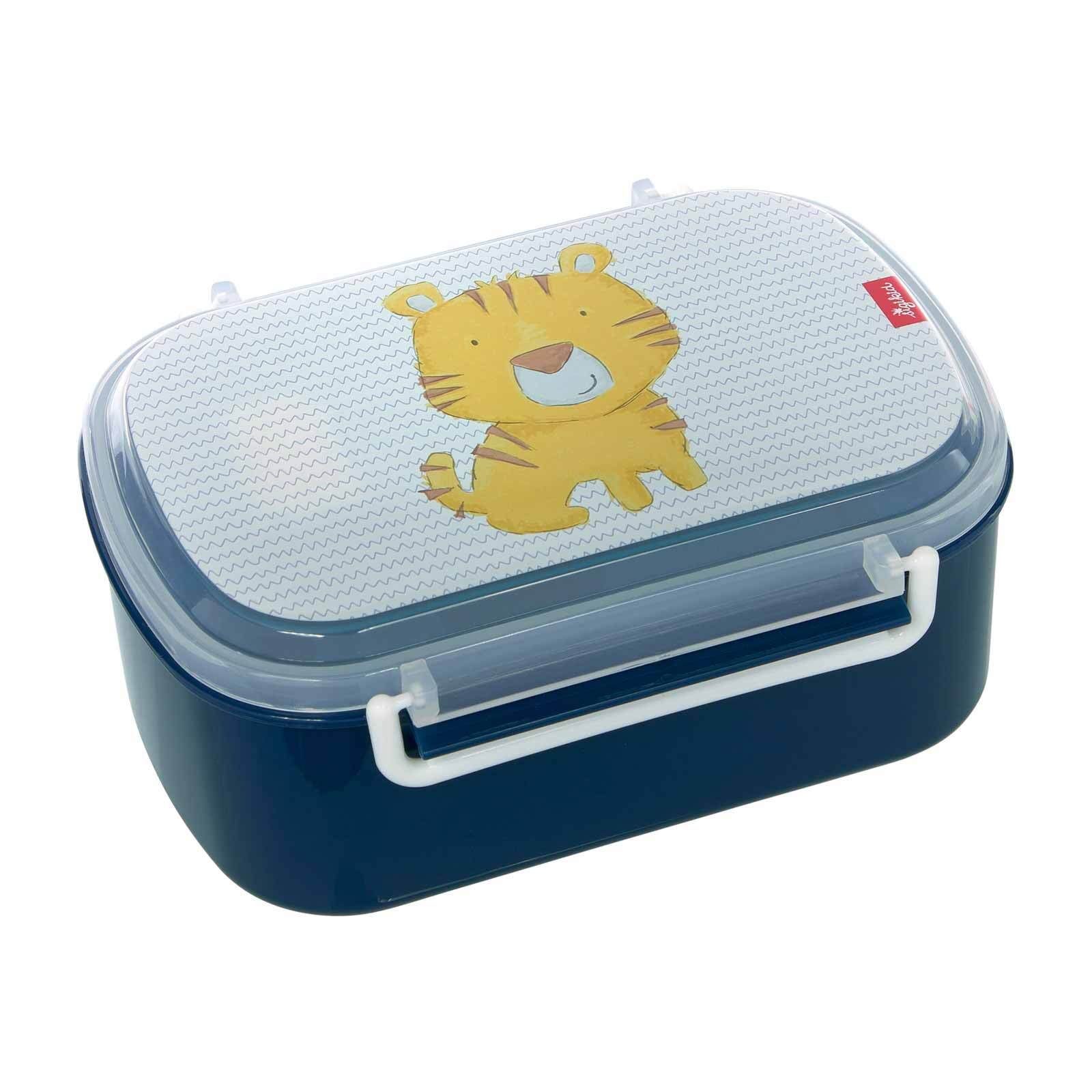 Sigikid Lunchbox Lunchbox 17 x 11 x 7 cm, Polypropylen, (1-tlg), Spülmaschinengeeignet, Motiv-Deckel mit der Hand spülen Tiger, blau