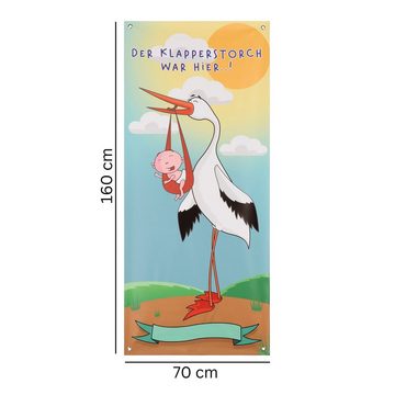 Makai Dekoobjekt Banner zur Geburt Hochkant Plakat zur Geburt Storch Geschenk