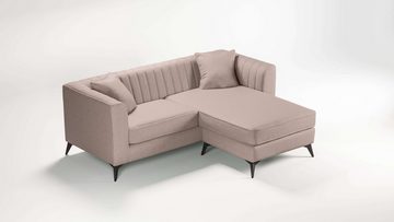 Places of Style Ecksofa MATTHEW B/T/H: 201/162/74 cm, ideal für kleine Räume, L-Form, feine Steppung im Rücken, incl. Zierkissen