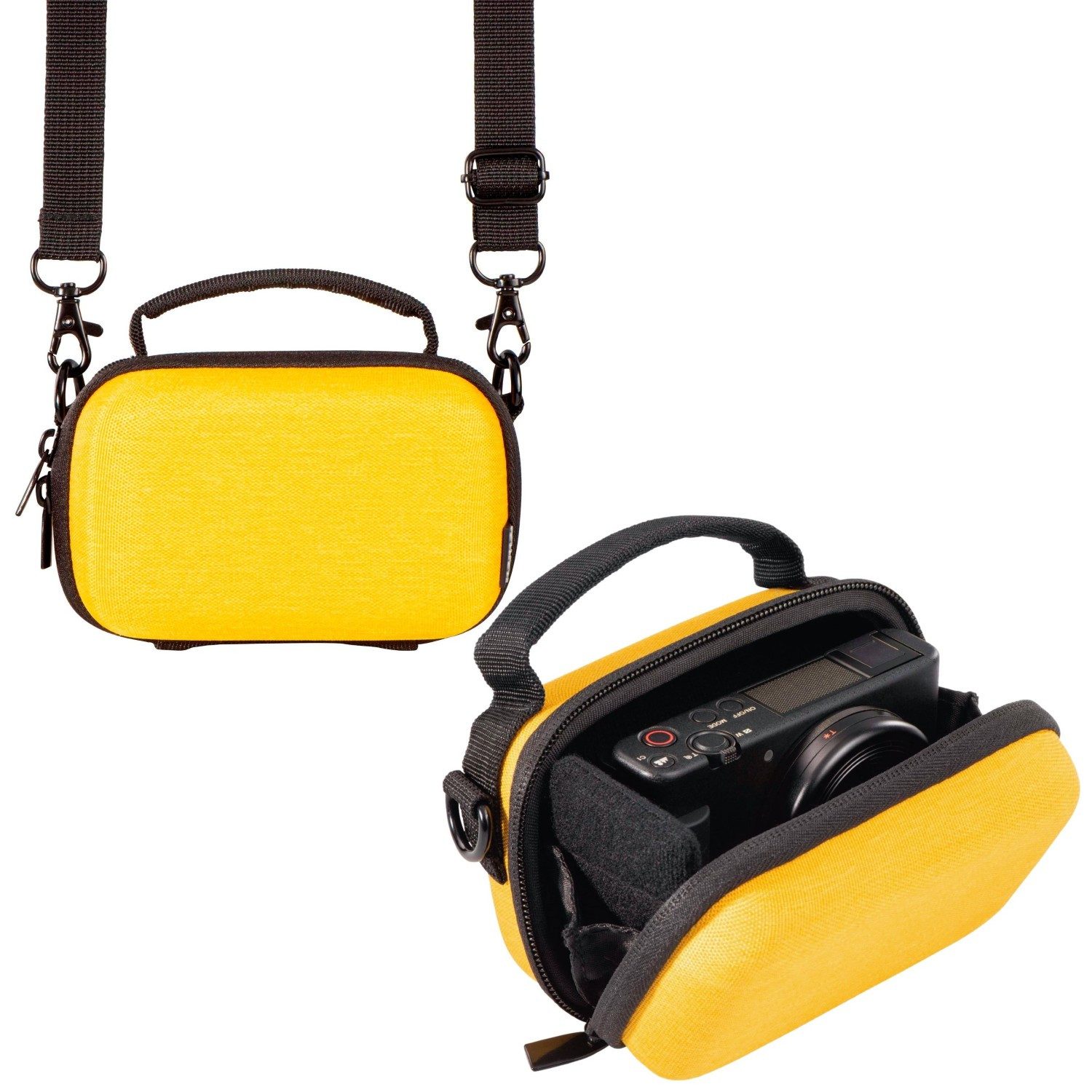 Hama Kameratasche Hardcase Ambato 80R Kamera-Tasche Gelb, Schutz-Hülle Cover Foto-Etui Camera-Bag Gürtelschlaufe Digital-Kamera