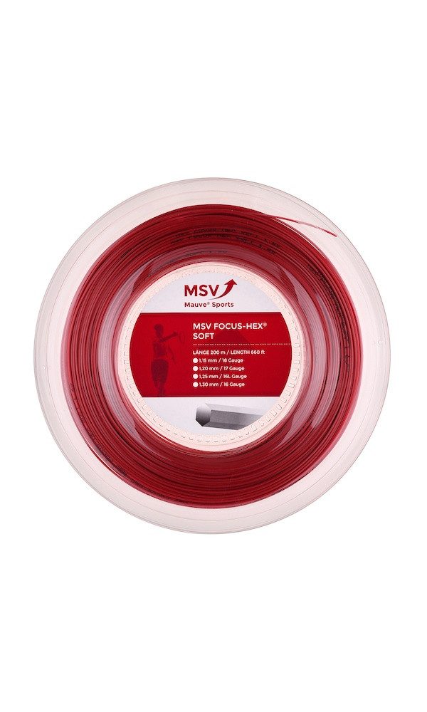 MSV Tennissaite Focus Hex Soft 1.25 (Haltbarkeit+Touch) rot 200m Rolle, Saitendicke: 1.25
