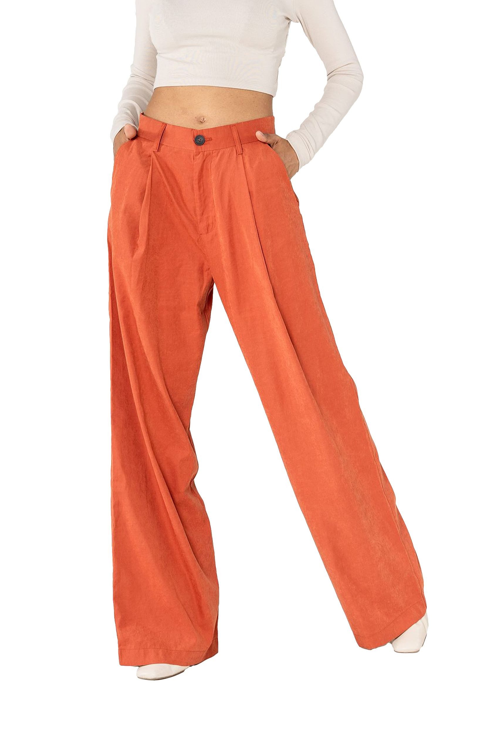 Nina Carter Stoffhose Weites Design Samt mit Elegant Lockerem Beinschnitt Pantalon large habillé