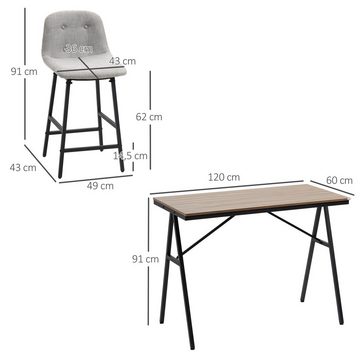 HOMCOM Bargruppe Bartisch mit Barhockern im Industrie-Design, Knopfheftung, (Set, 5-tlg., 1 x Tisch; 4 x Hocker), Tisch mit 4 Stühlen