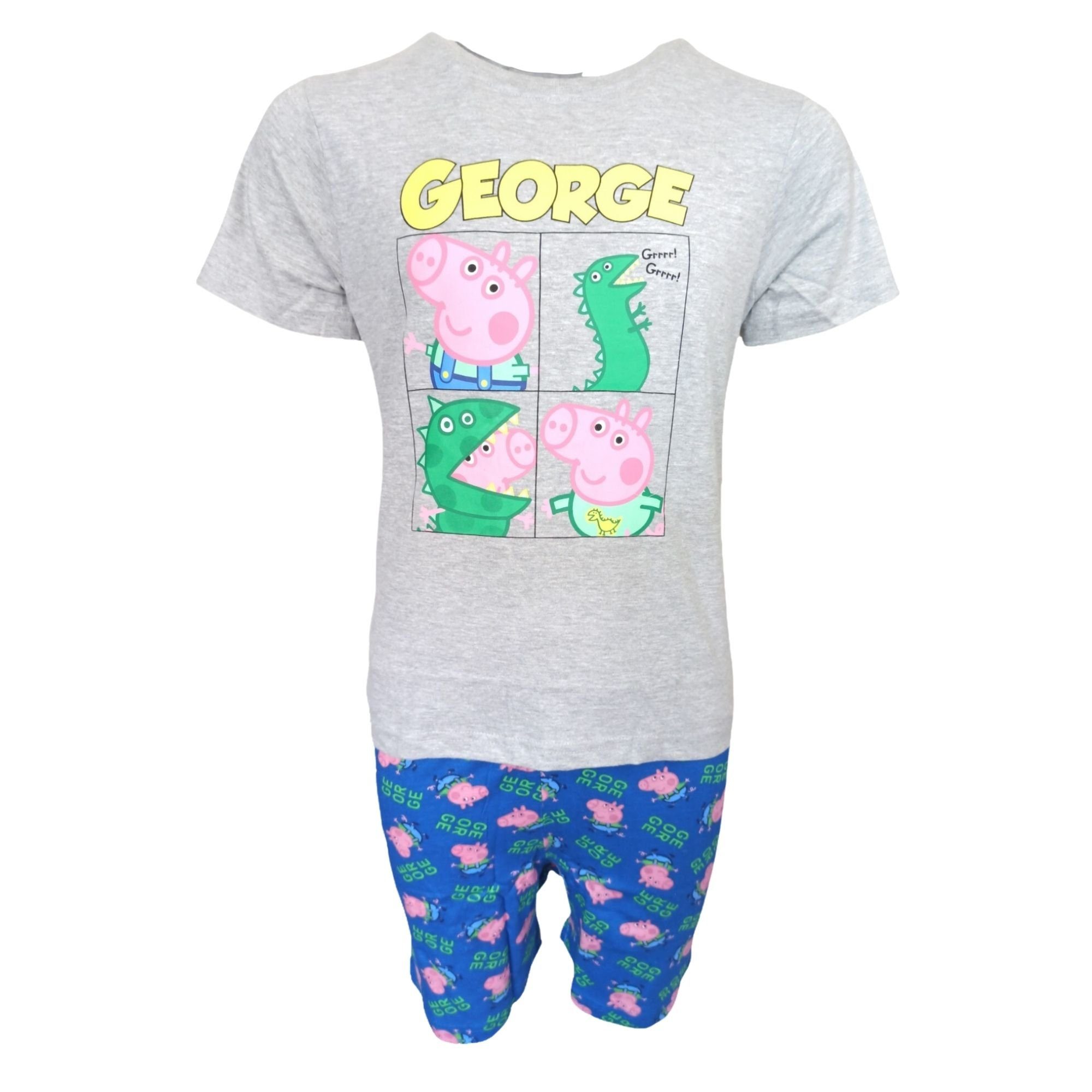 Peppa Pig Schlafanzug George (2 tlg) Kinder Pyjama kurz -Shortama Gr. 104-134 cm Grau-Blau