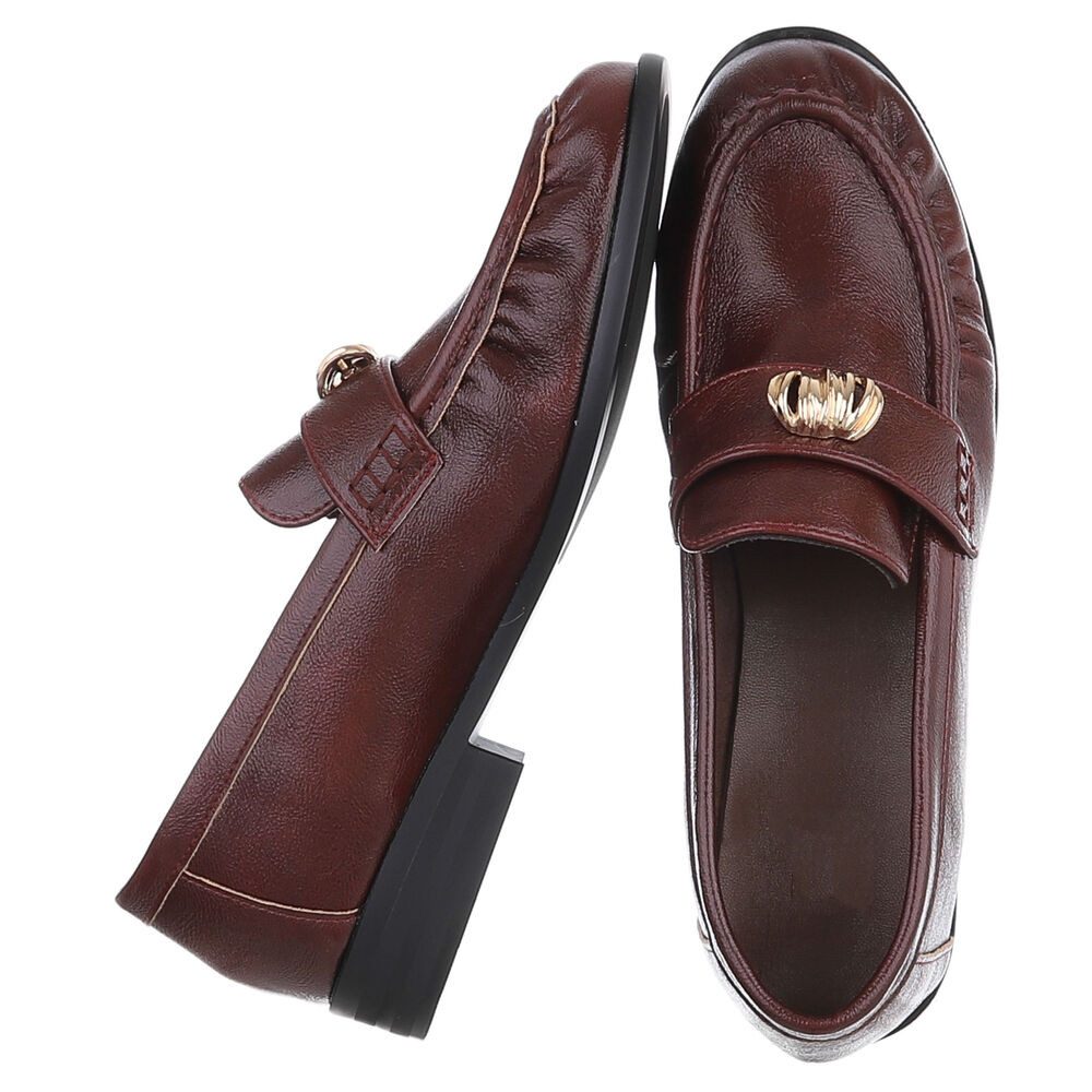 Ital-Design Damen Loafer mit Schmuckdetail und Blockabsatz Slipper (92125317) Blockabsatz Mokassins in Bordeaux – Bild 2 von 5
