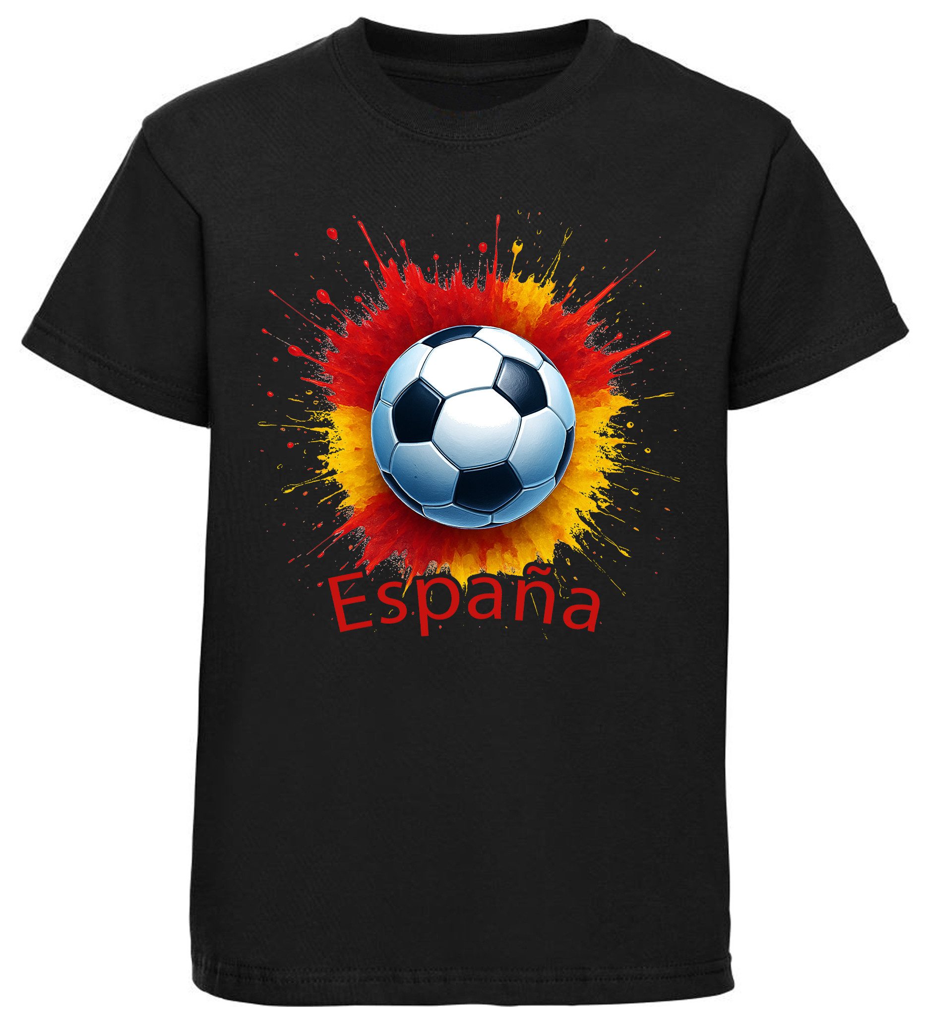 MyDesign24 T-Shirt Kinder Fussball Shirt - WM Shirt schwarz Kurzarm Fussball T-Shirt – Spanien Fanshirt i689