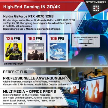 SYSTEMTREFF Gaming-PC-Komplettsystem (27", Intel Core i9 12900F, GeForce RTX 4070, 32 GB RAM, 1000 GB SSD, Windows 11, WLAN)