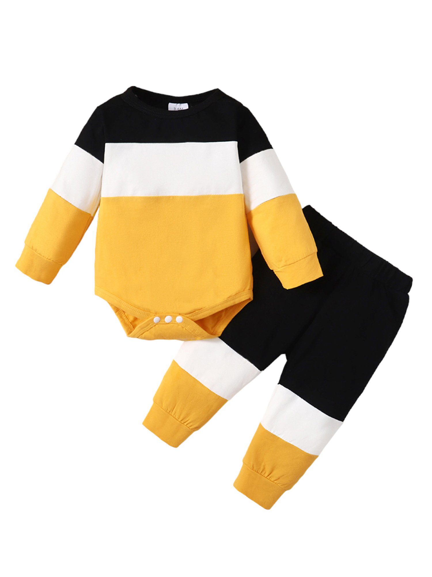 Lapastyle Shirt & Hose Kontrast-Set mit langen Ärmeln, 2-tlg für Baby Jungs