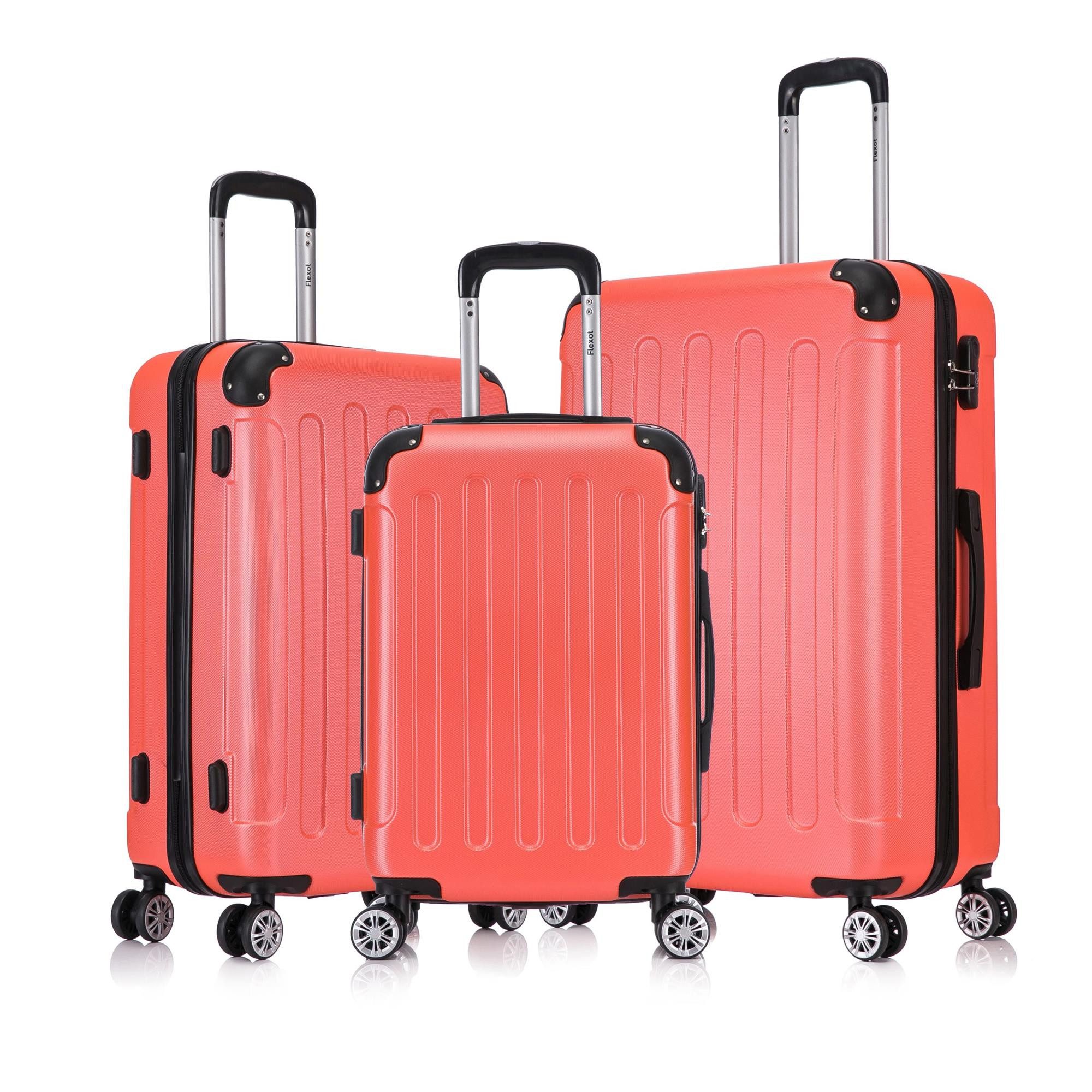 Flexot Hartschalen-Trolley F-2045 Kofferset, 360° Rollen, robuster Reisekoffer, Bordcase, 4 Rollen, Robuster und moderner Koffer mit vier 360° Rollen und Zahlenschloss