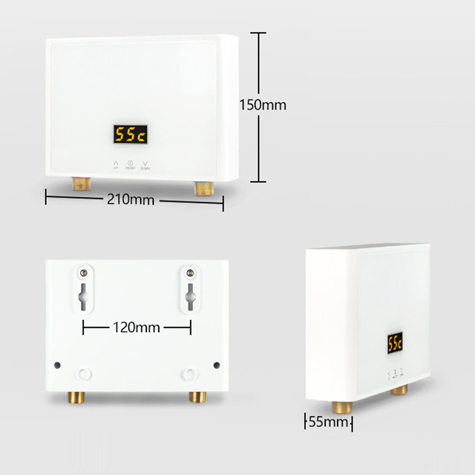 mit Temperaturauswahl TWSOUL Durchlauferhitzer LED 28-55 ℃, Strom spart Durchlauferhitzer Tankless Weiß Mini Panel, Digitalanzeige