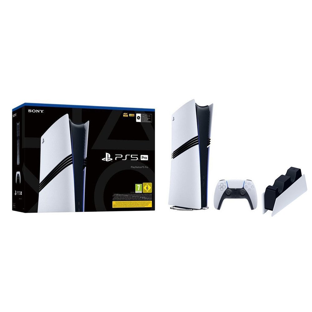 Sony Professional Sony PlayStation 5 Pro 2 TB SSD DualSense Ladestation Bundle 2TB (Gaming Bundle, 2 St., PS5 Pro 2 TB SSD mit DualSense Controller und DualSense Ladestation), PS5 Pro mit 2 TB SSD und Ladestation für bis zu zwei Controller