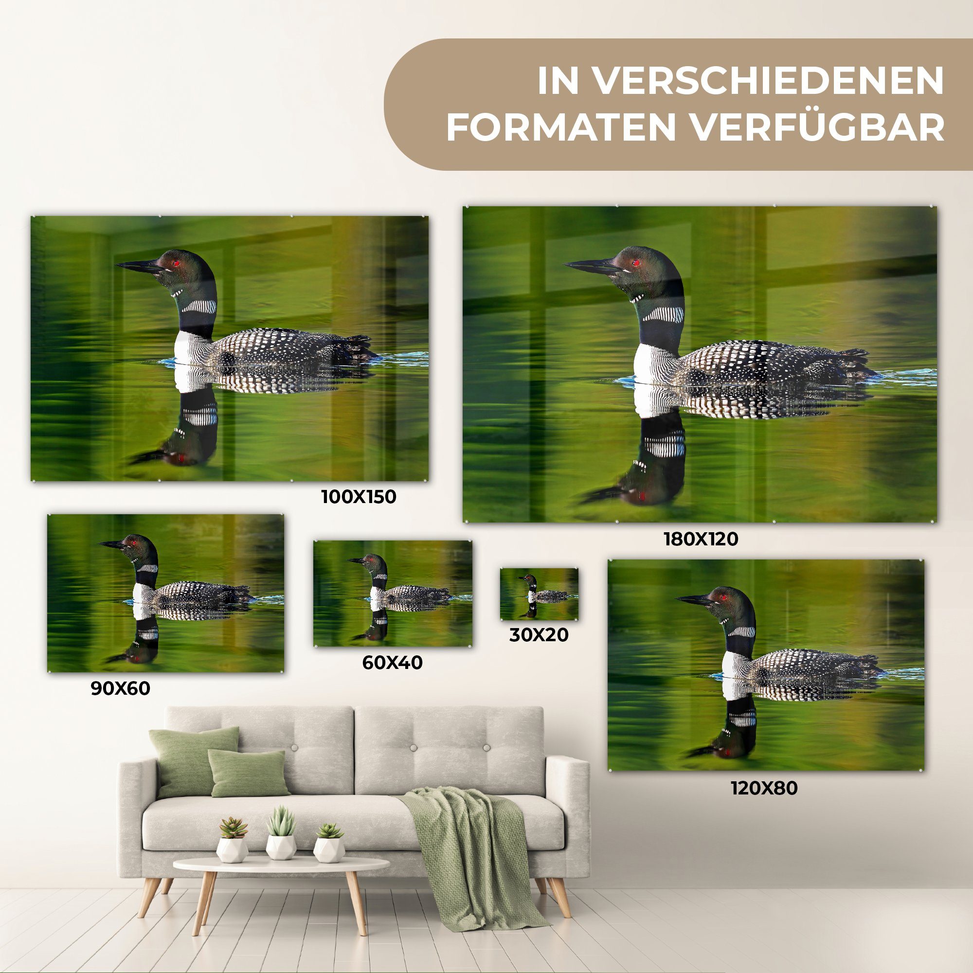 Acrylglasbilder Reflexion Acrylglasbild Schlafzimmer St), (1 eines & Wohnzimmer MuchoWow Eistauchers,