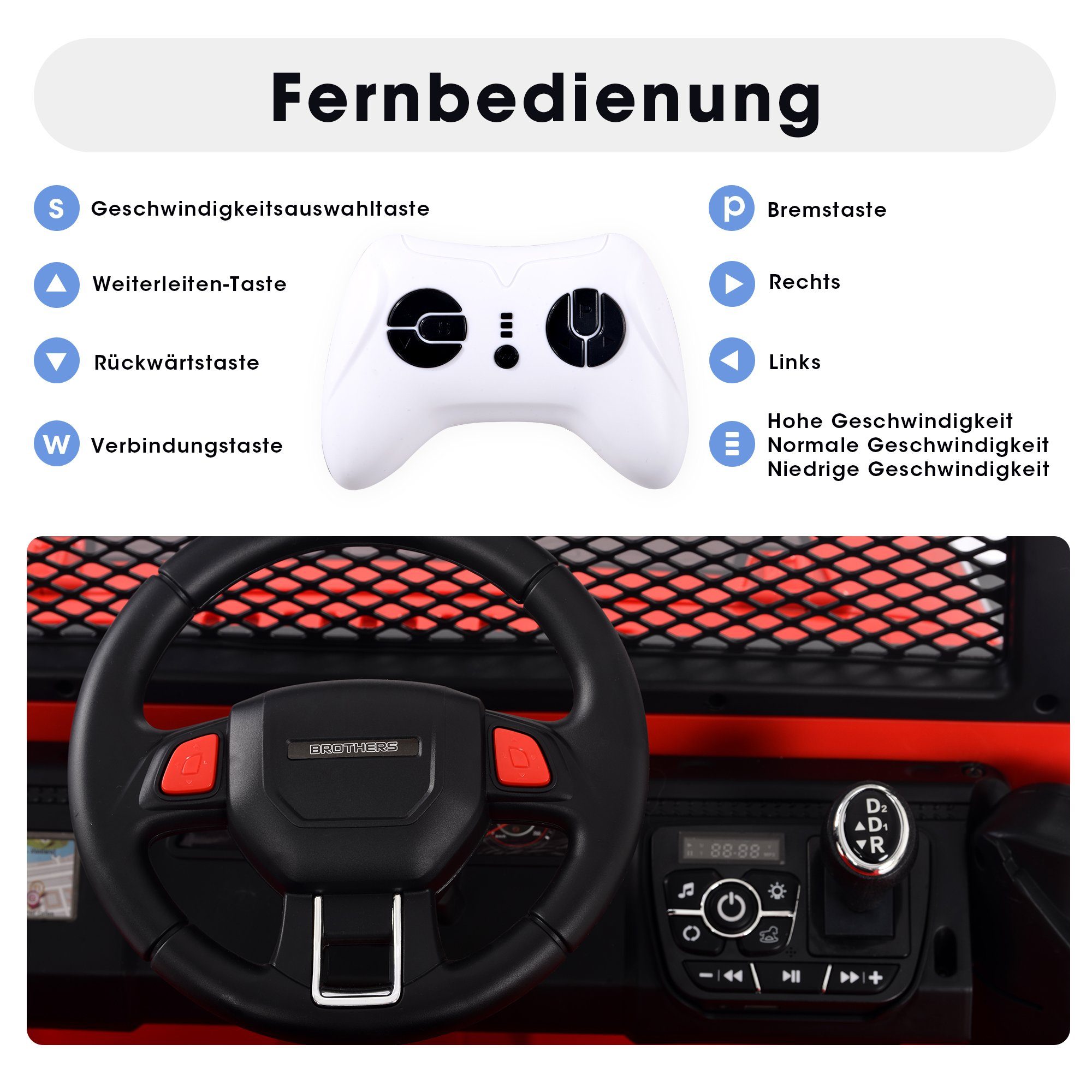 12V 2 Batterieleistung (Set, 1-tlg., A-DJ-N616-TX284917BAA, Auto kinder Elektroauto Kinder SIKAINI Mit Sitzer Spielzeug-Kutsche für Elektro),