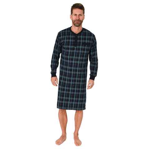 Normann Pyjama Herren Nachthemd langarm mit Bündchen Karo Optik - auch in Übergrößen