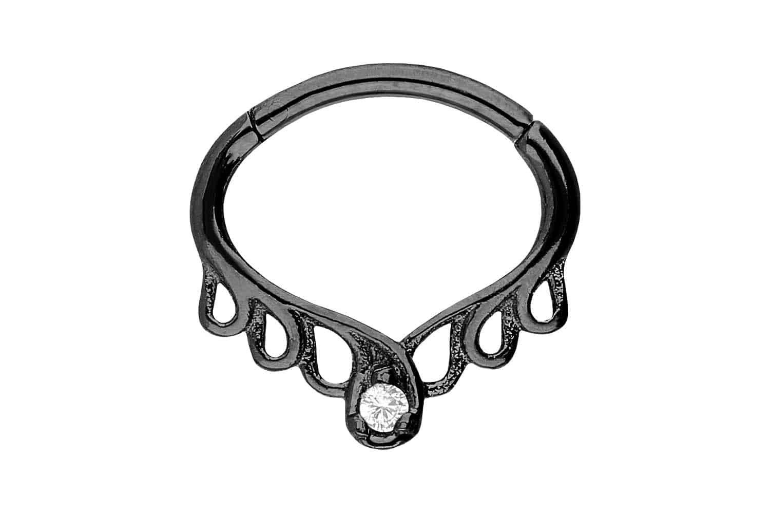 Piercing-Set Chirurgenstahl Segmentring Clicker ORIENTALISCHES DESIGN + KRISTALL