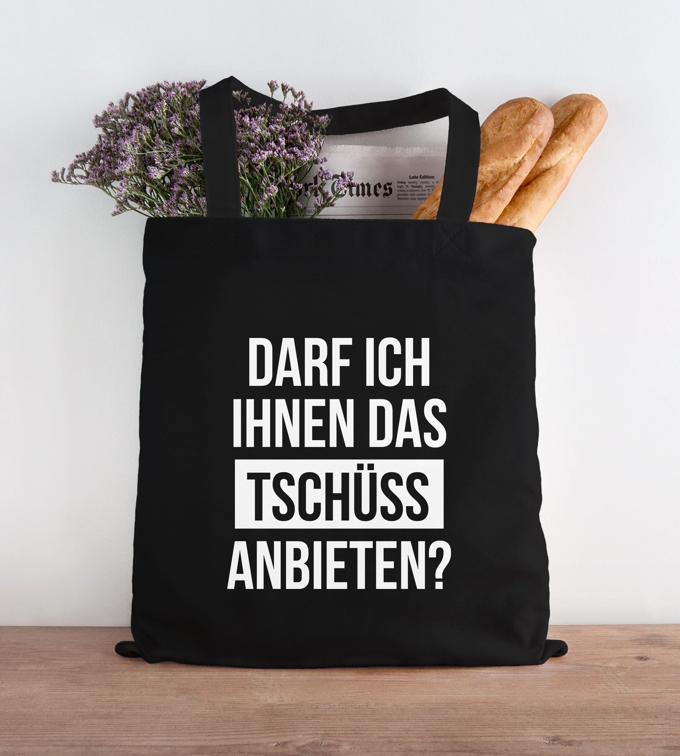 MoonWorks Einkaufsshopper Jutebeutel Spruch-Beutel Darf ich Ihnen das Tschüss anbieten