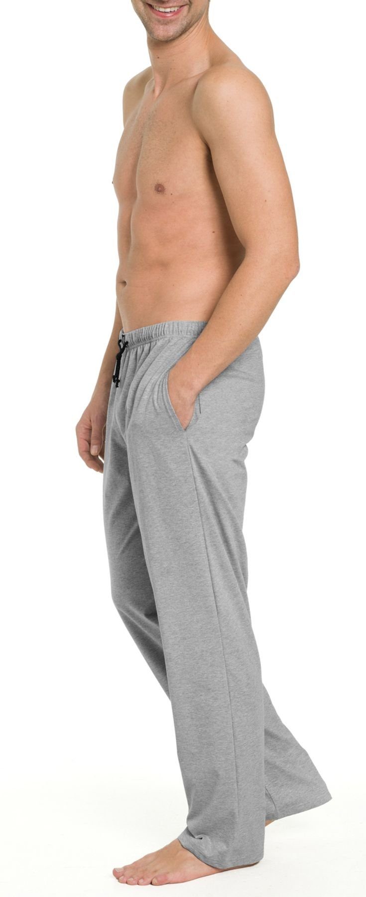 Pyjamahose (1-tlg) Herren Jerseyhose Bodywear pflegeleicht, HAASIS 1919 Optimale Passform, hautsympatisch, strapazierfähig 77112873-graumeliert
