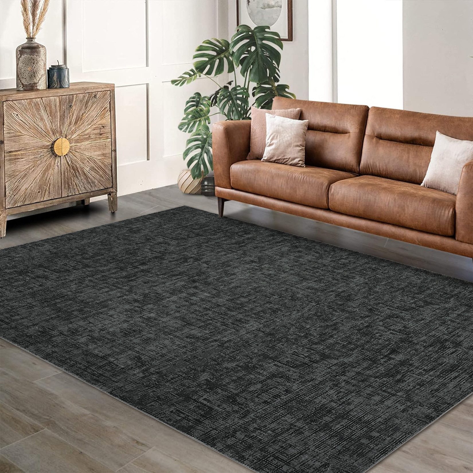 GarveeMore Teppich, rechteckig, Höhe: 7 mm, Teppich Wohnzimmer Moderner Einfarbig Kurzflor Waschbarer