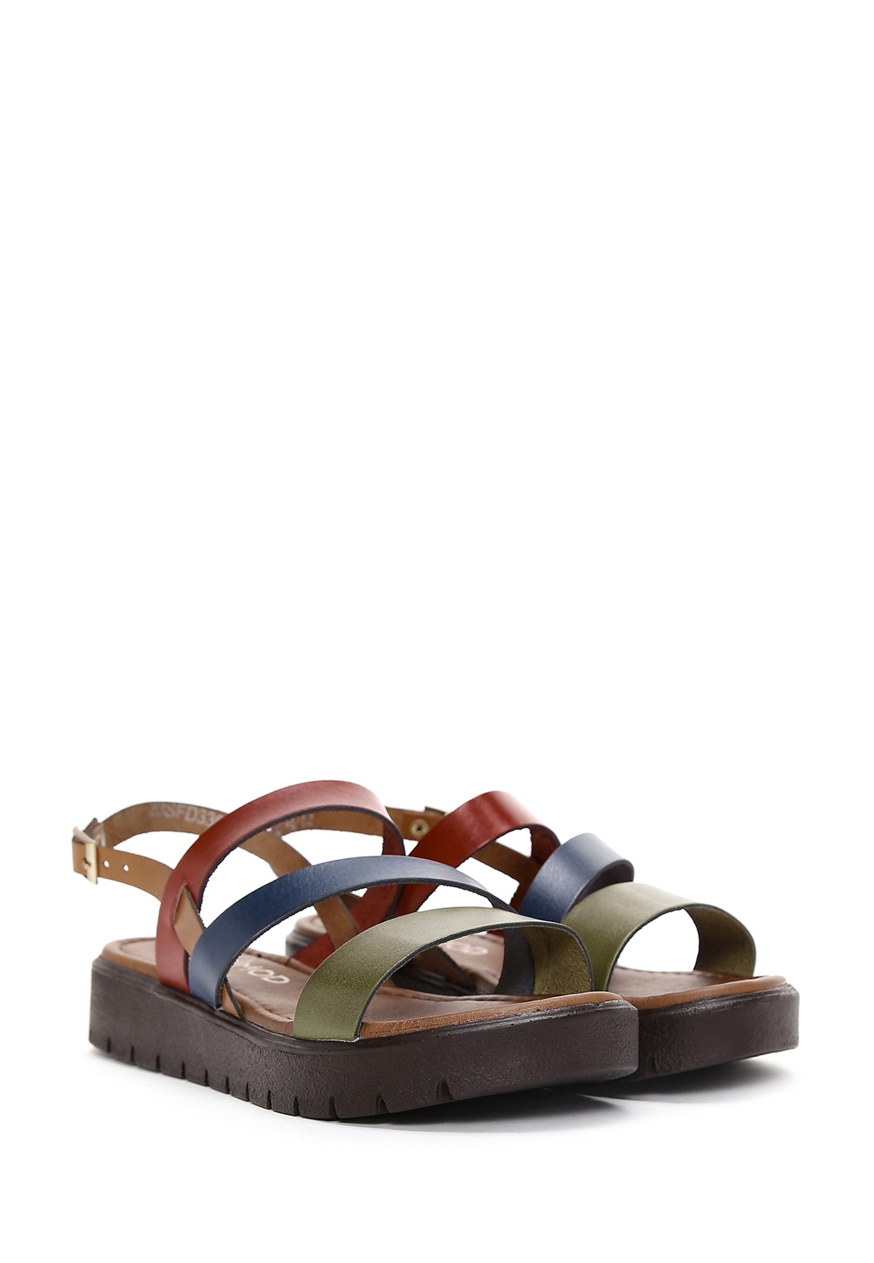 Derimod Sandalen aus Leder Sandale Echtes Leder, Komfortfutter, Schnallenverschluss, Plateau-Profil