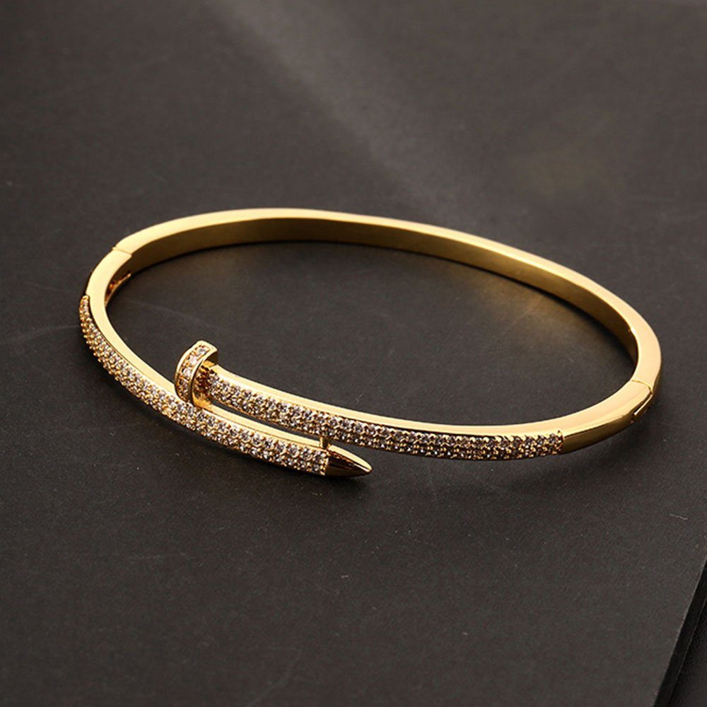 bracelet, Armband Bangle, Non-tarnish Gold Haiaveng Zirkonia Spike-Armband, offenes Armkette Armband, Plated