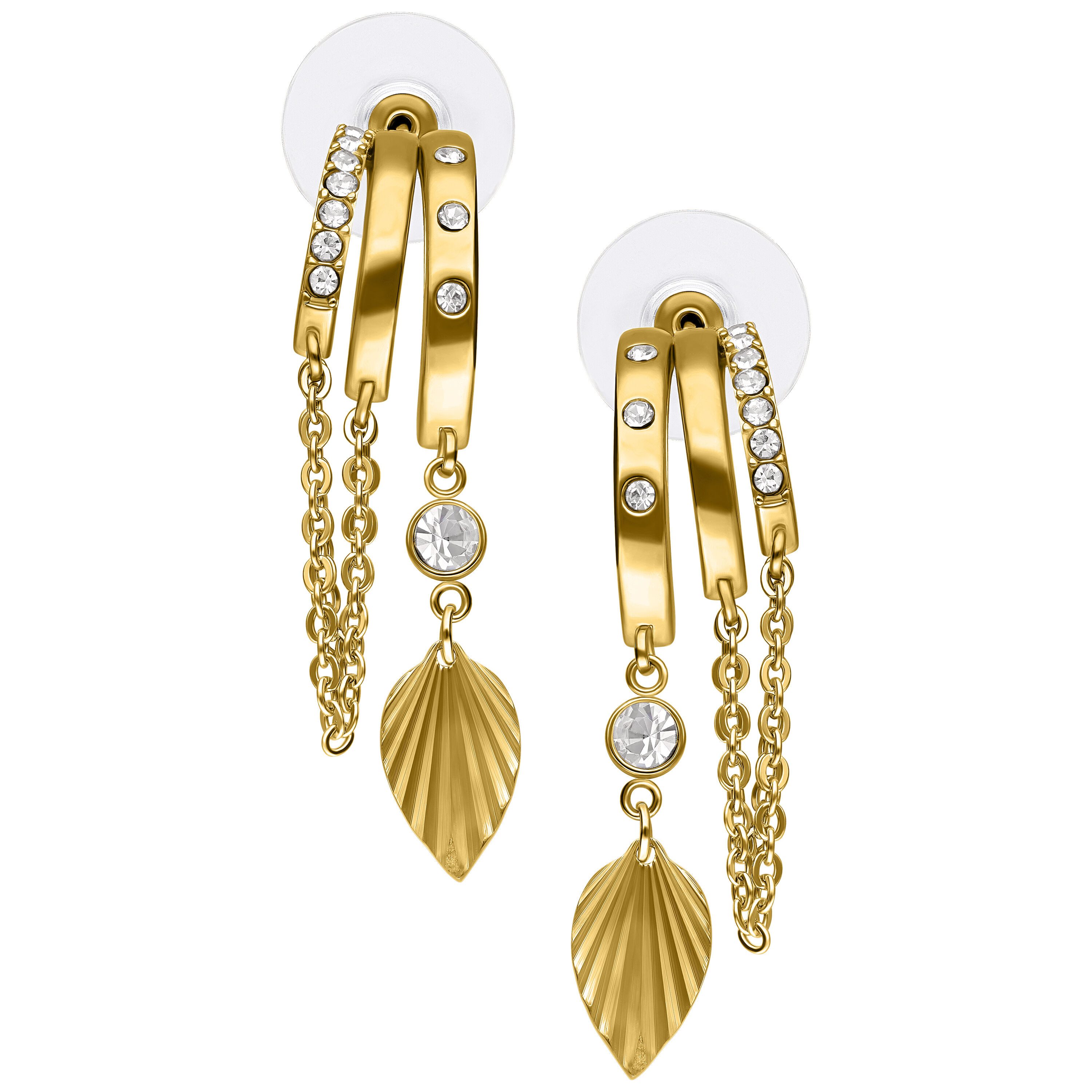 Wildcat Paar Ohrstecker Riffled Leaf Statement Earstuds - Gold, Chirurgenstahl 316L - wasserfest, langlebig, hautverträglich
