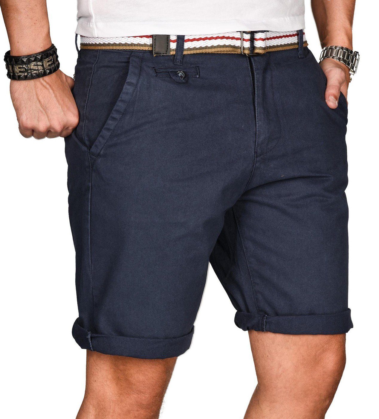 Alessandro Salvarini Shorts Herren mit Gürtel – Baumwoll Shorts Regular Fit Bequeme Sommer Shorts mit Taschen und hohem Komfort – Bild 2 von 4