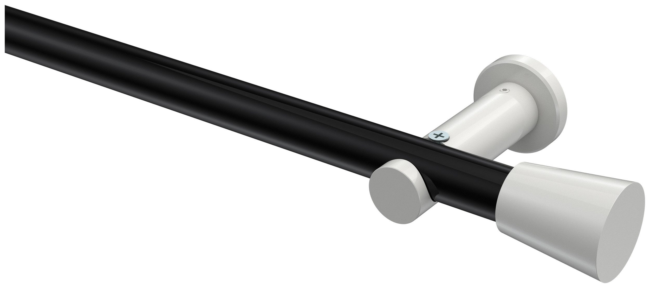 INTERDECO Gardinenstange Platon Sitra, Ø 20 mm, 1-läufig, Fixmaß, kürzbar, Wandmontage, Deckenmontage, Metall, Schwarz / Weiß / Bicolor