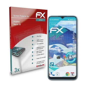 atFoliX Schutzfolie Displayschutzfolie für Realme Narzo 20, (3 Folien), Ultraklar und flexibel