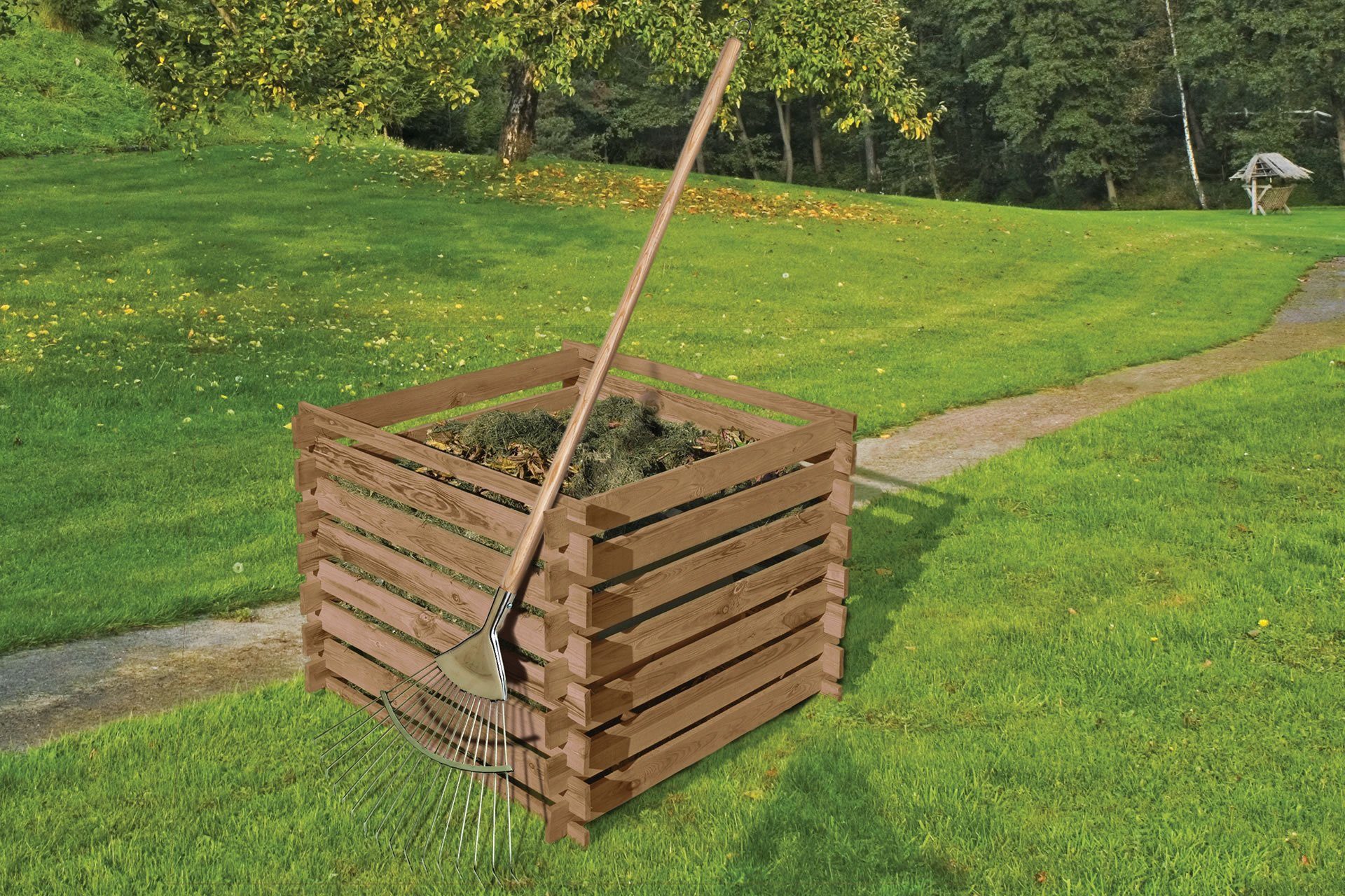 MegaHolz Komposter Holzkomposter KDI braun 90x90x70 cm Stecksystem