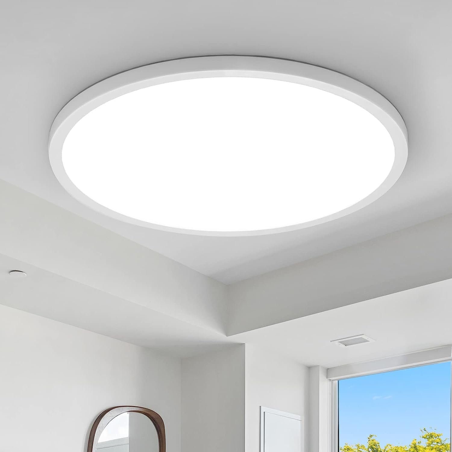 Daskoo LED Deckenleuchte Ultraflach Panel Deckenlampe Ø295×25mm Wohnzimmer Schlafzimmer, LED fest integriert, Kaltesweiß, Deckenleuchte