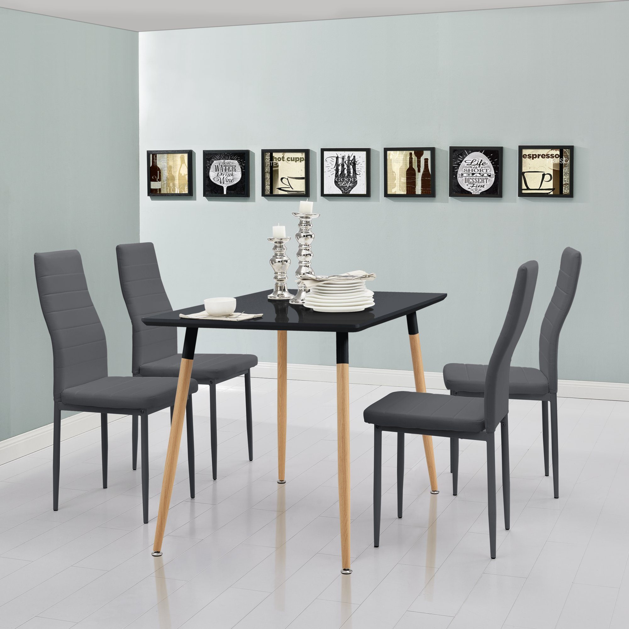 en.casa Essgruppe, (Set, 5tlg., Esstisch mit 4 Stühlen), »Mariefred