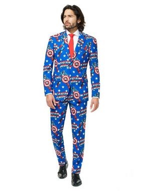 Opposuits Partyanzug Marvel Captain America, Lizenzierter Marvel-Anzug - einmal angeguckt und man sieht nur noch St