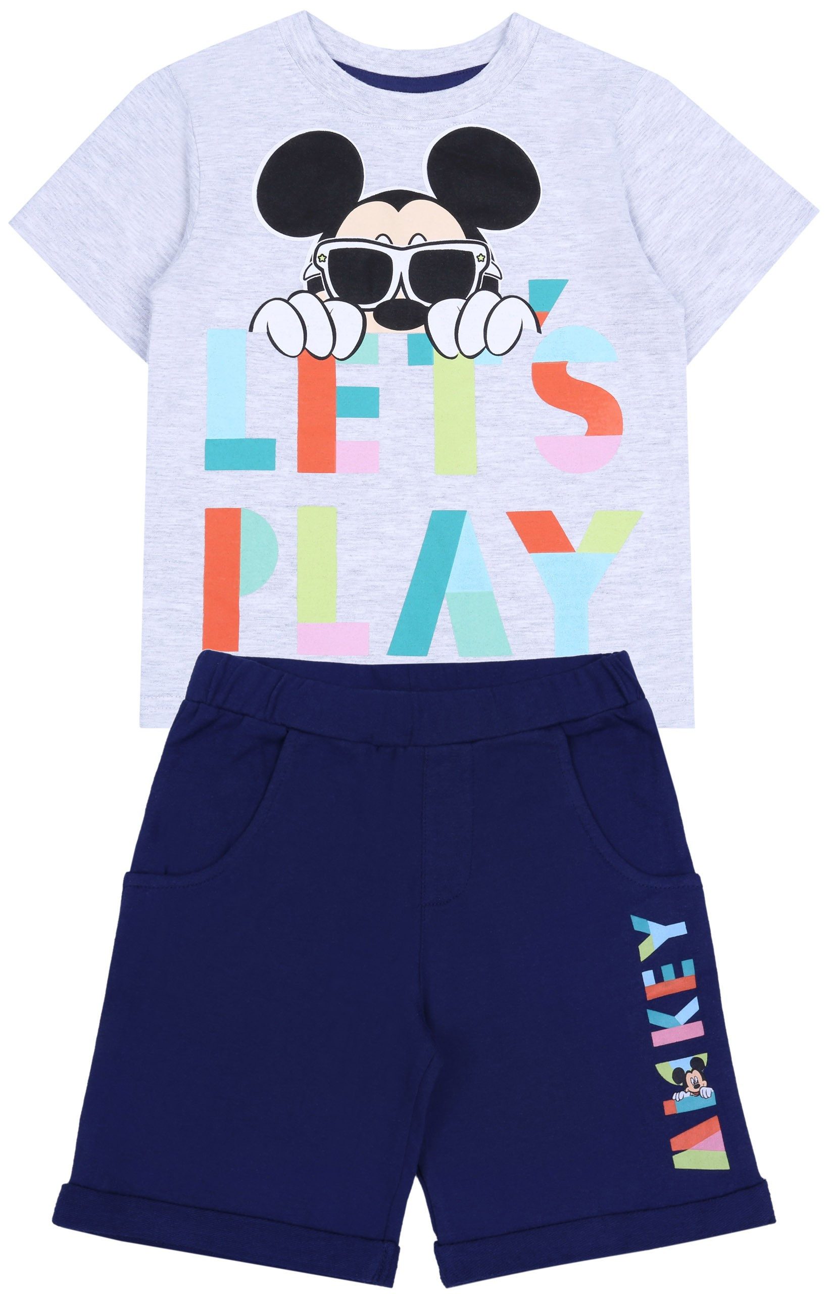 T-Shirt & Shorts Grau-dunkelblaues Set T-Shirt+kurze Hose Mickey Mouse Disney 8 Jahre