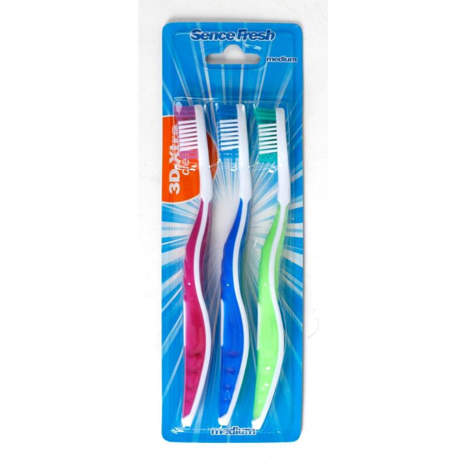 Zahnbürste 12x 3er Packung SenceFresh 3D-Xtra clean Zahnbürsten medium mittel
