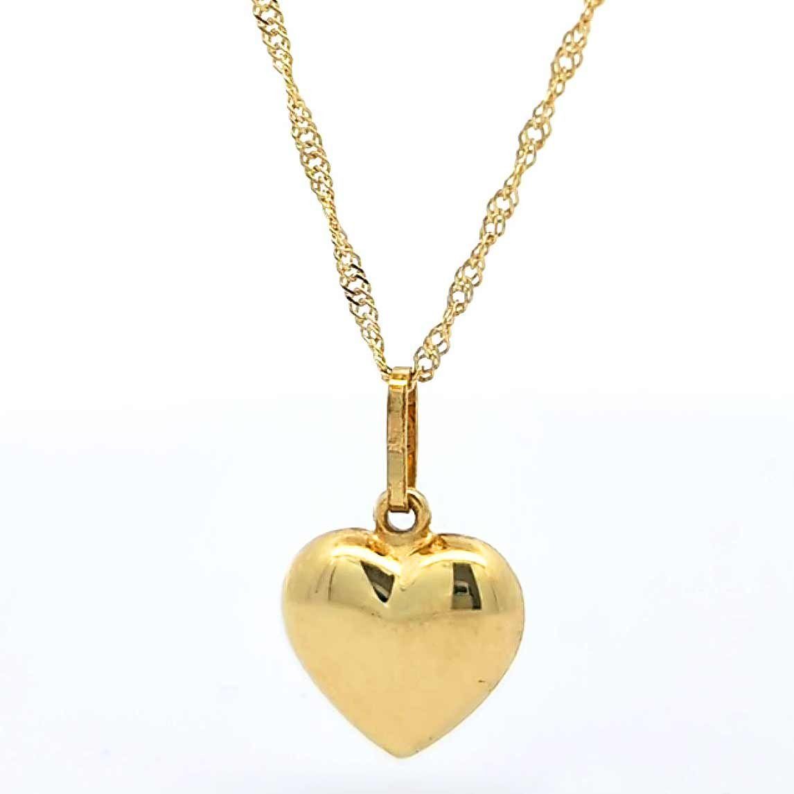 HOPLO Herzanhänger Anhänger Herz mit massiver Goldkette Singapurkette rund günstig online kaufen