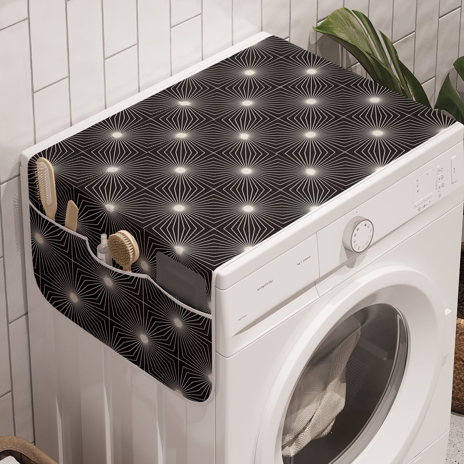 Moderne Abstrakt Waschmaschine Anti-Rutsch-Stoffabdeckung für und Badorganizer Abakuhaus Trockner, Inspired Lattice