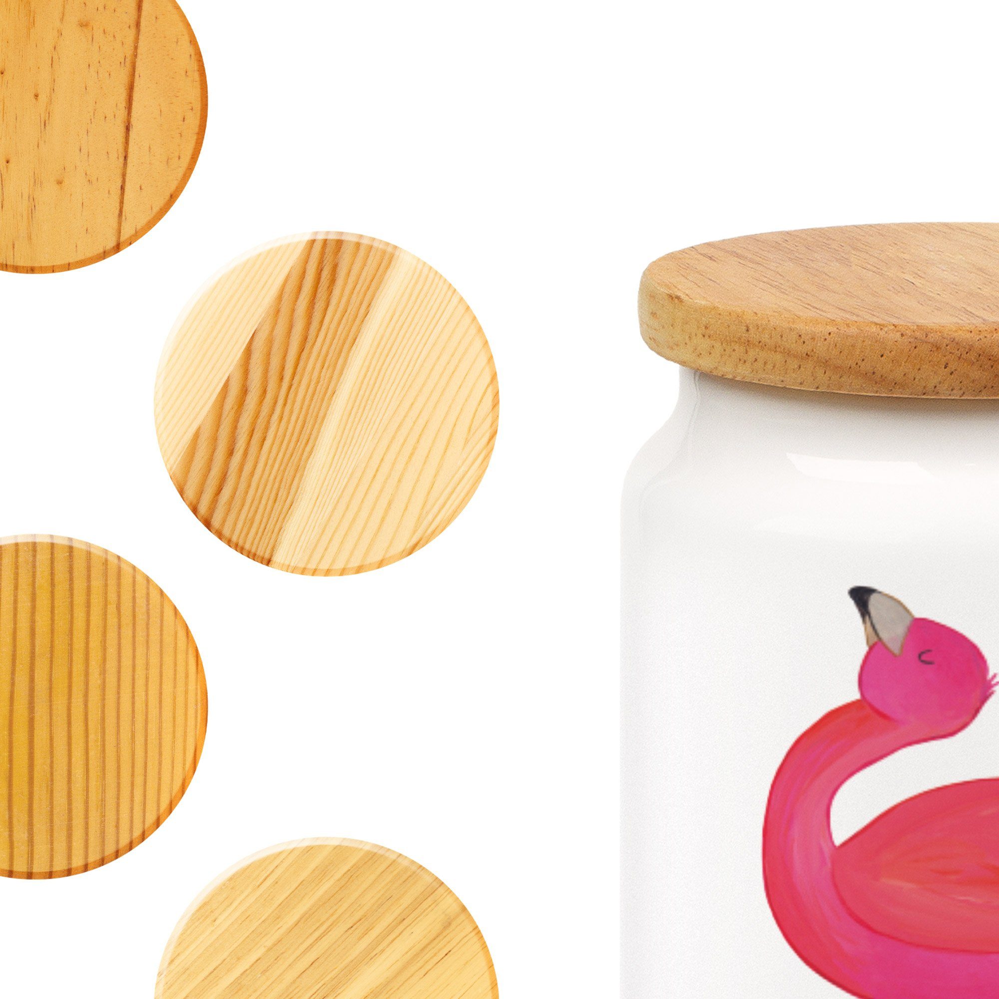Vorratsdose, Mrs. Vorratsdose Flamingo Weiß Panda rosa, Vorratsbehälter, Geschenk, & stolz - Keramik, - Mr. (1-tlg)