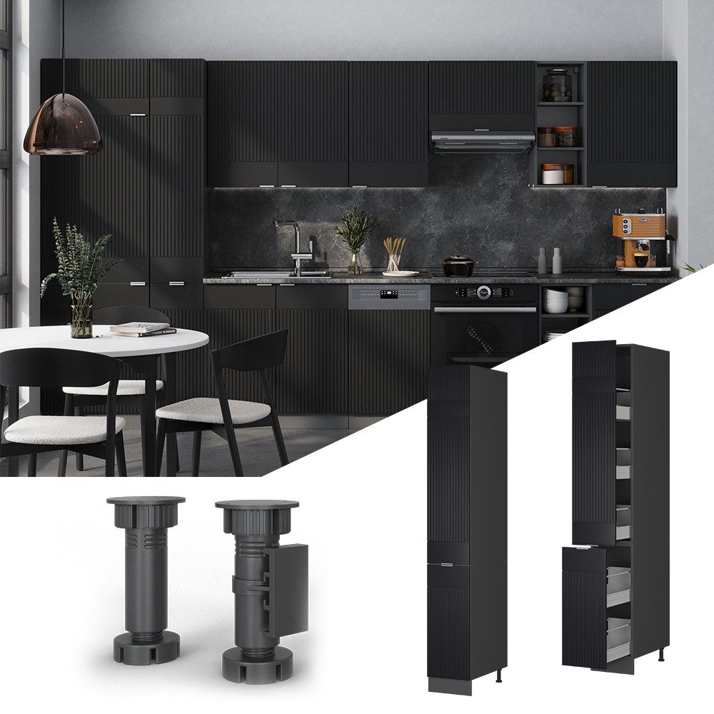 Vicco Hochschrank Fame-Line, Schwarz gestreift/Anthrazit, 30 günstig online kaufen