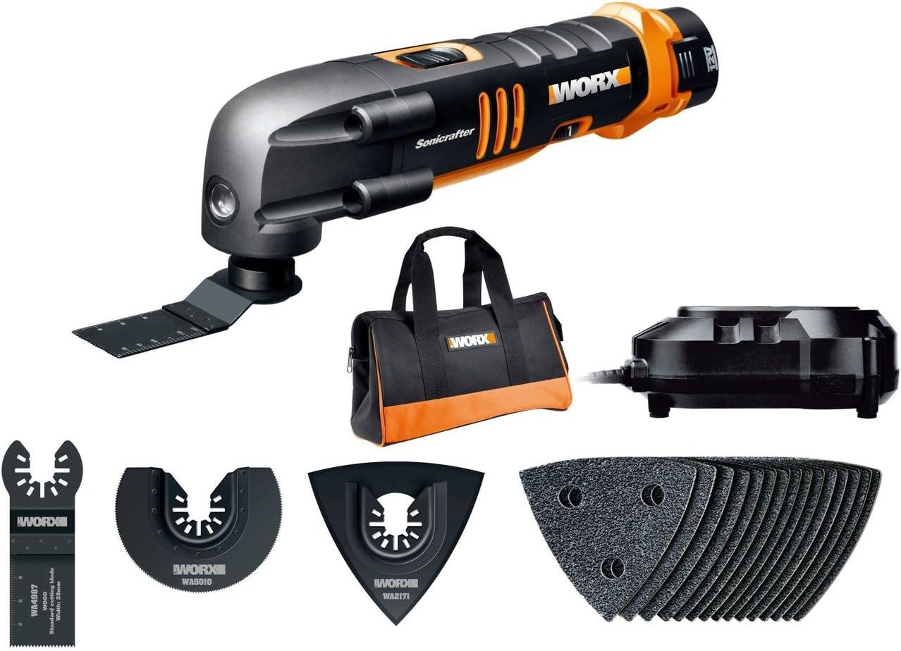 Worx Akku-Multifunktionswerkzeug Worx WX677 Akku-Multifunktionswerkzeug Sonicrafter WX677, 12 V, 19-St.