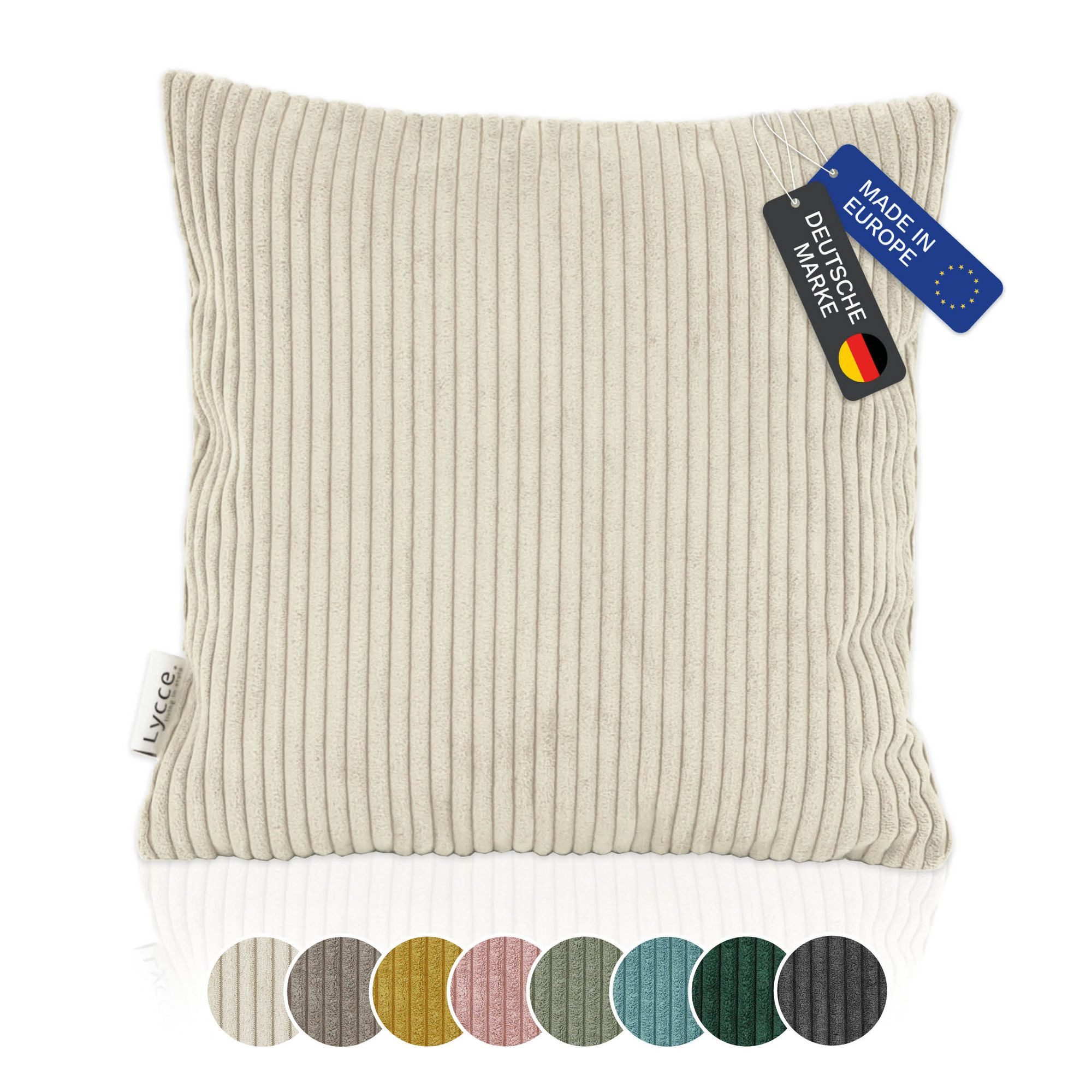 Lycce Dekokissen Kissenbezug aus trendigem Cordstoff (40x40cm), beige