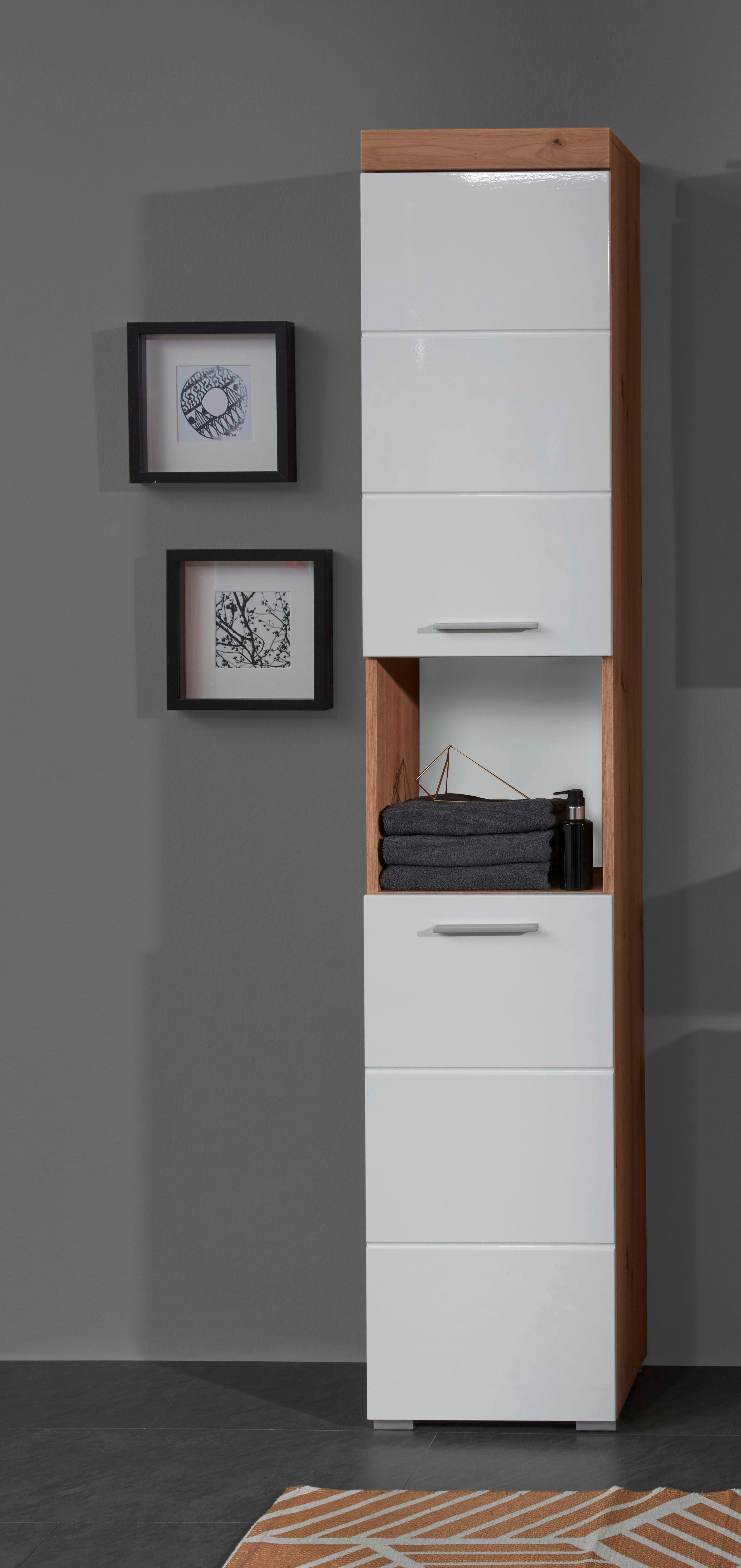 welltime Hochschrank Avena Badschrank mit 2 Türen & 1 Fach - (B/T/H) 37/31/190 cm