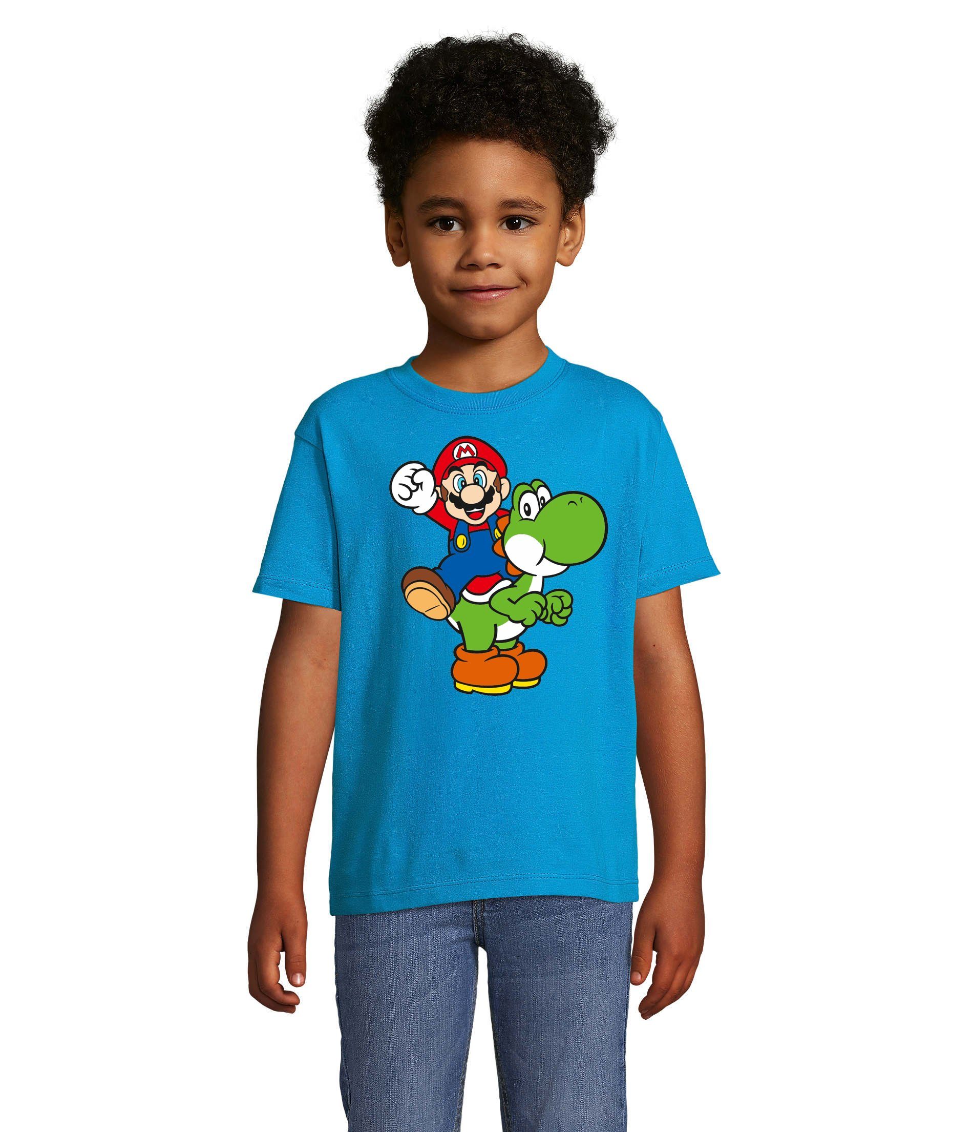 Blondie & Brownie T-Shirt Kinder Yoshi & Mario Konsole Retro Super Luigi