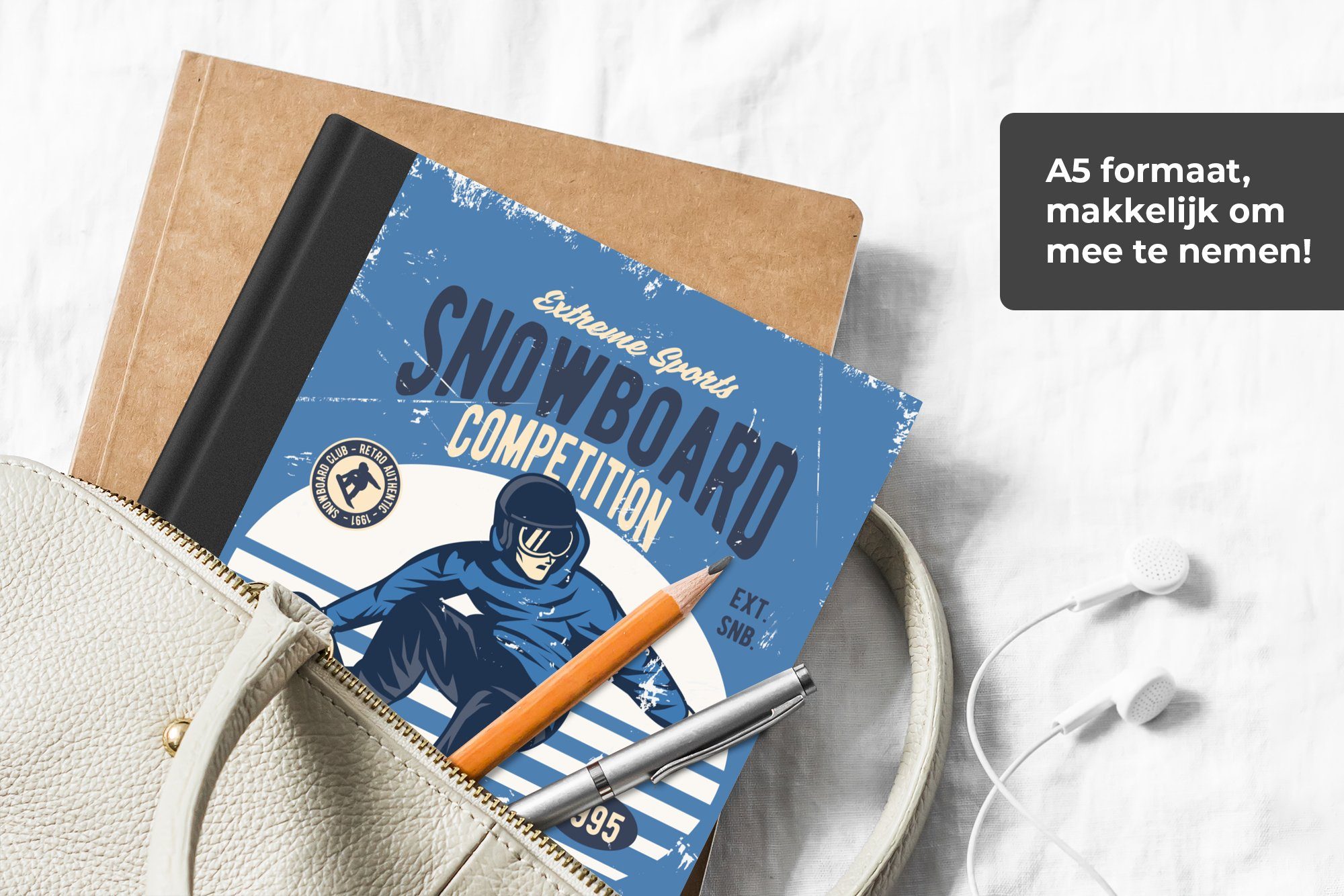 MuchoWow Notizbuch Snowboard - Mann - - Tagebuch, Retro A5, Notizheft, 98 Haushaltsbuch Merkzettel, Zitat, Journal, Seiten