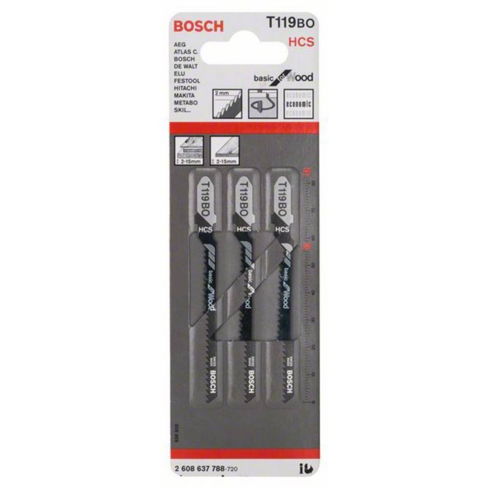 Thumbnail - BOSCH Stichsägeblatt Stichsägeblatt T 119 BO Basic for Wood, 3er-Pack