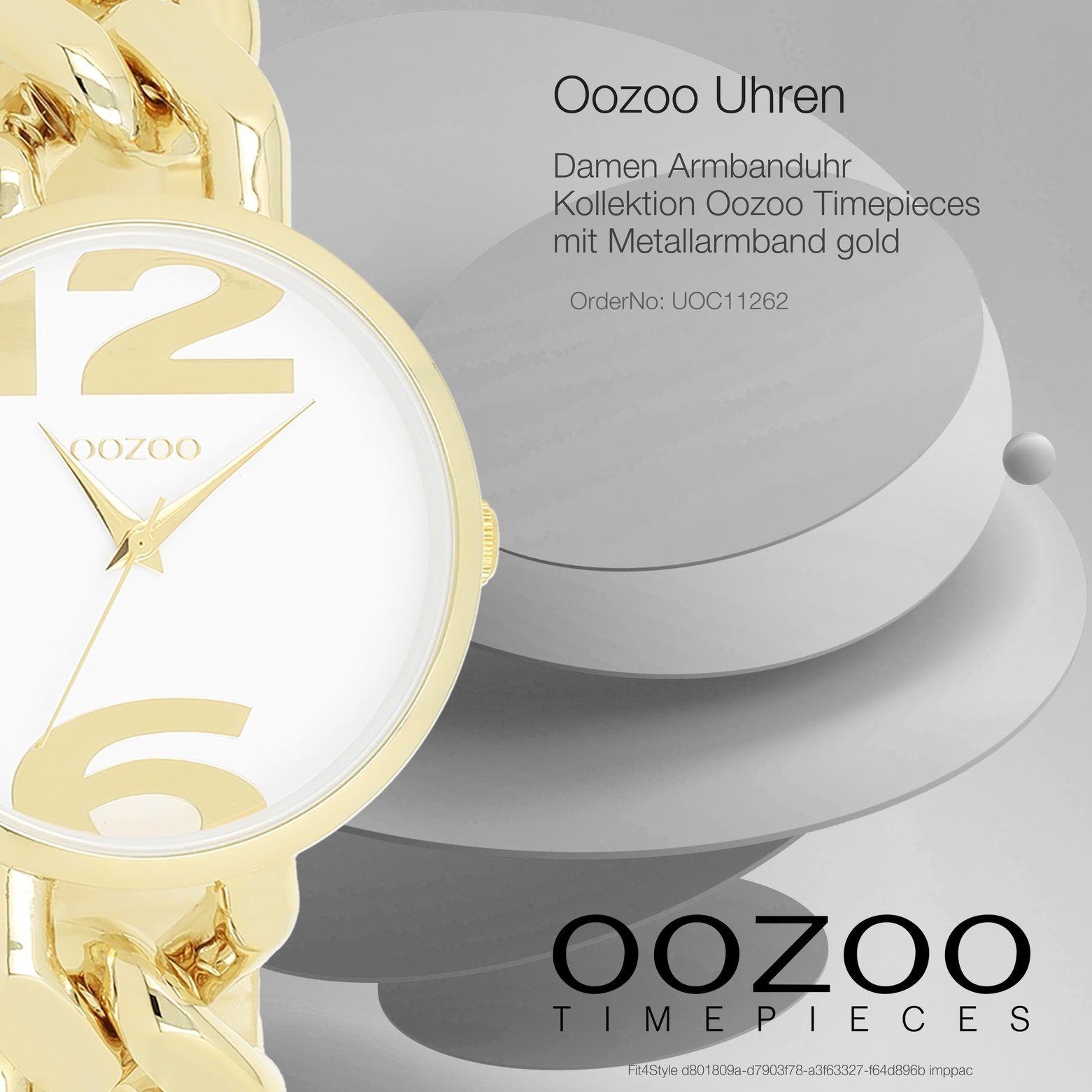 OOZOO Quarzuhr Oozoo Damen Armbanduhr Timepieces Analog, (Analoguhr), Damenuhr rund, groß (ca. 40mm) Metallarmband, Fashion-Style
