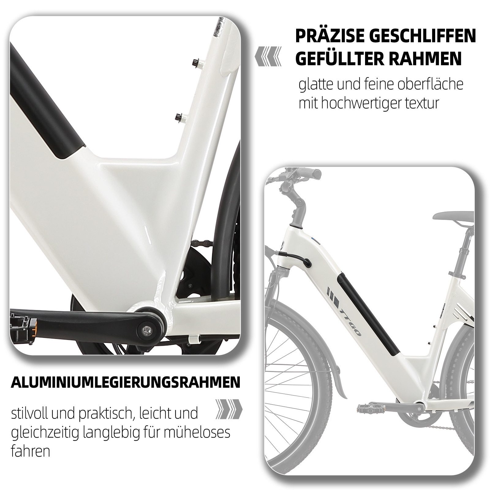 TTGO E-Bike Cityrad 28 Zoll, 110km, mit Federsattelstütze, Elektrofahrrad für Damen Herren, 7 Gang Shimano, Kettenschaltung, Heckmotor, 648 Wh, Tiefeinsteiger E-Bike für Alltag, Pendeln und Touren