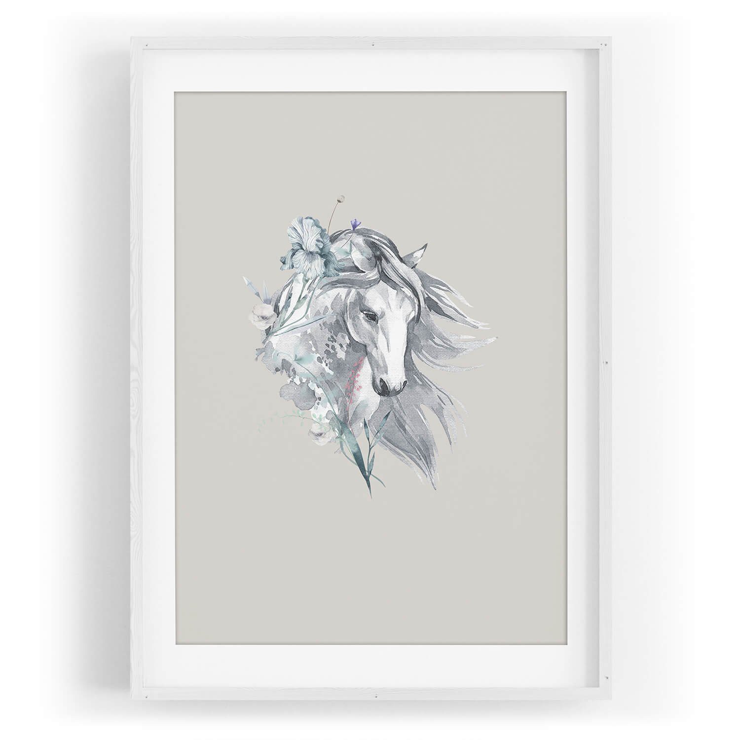 Sinus Art Wandbild Wandbild Tier Motiv Pferd Blumen Blüten Pastelltöne Aquarell. € 35,00