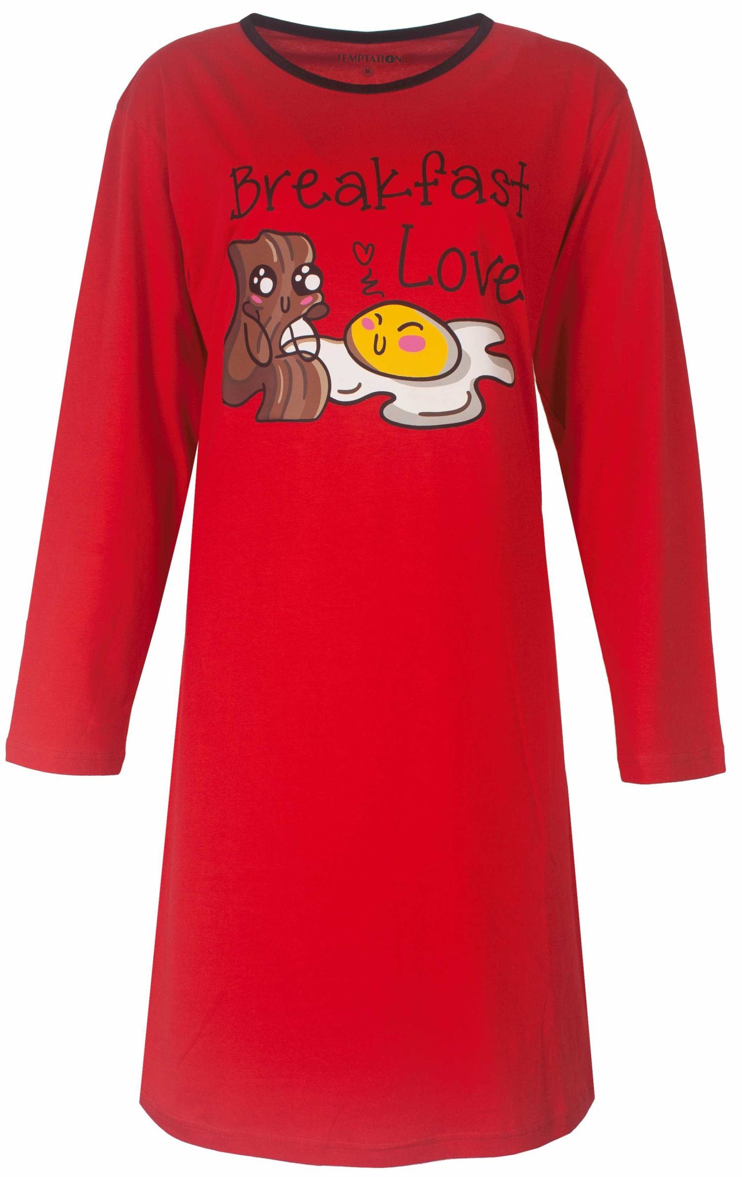 TEMPTATION Nachthemd Damen Schlafshirt mit langem Arm (1-tlg) Baumwolle günstig online kaufen